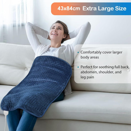 43X84Cm XXL Heat Pad for Back & Period, Extra Large Electric Heating Pad with 3 Heat Levels, Auto-Off Timers, Heated Pad for Neck, Shoulders, Full Back, Foot, Knee, Machine Washable