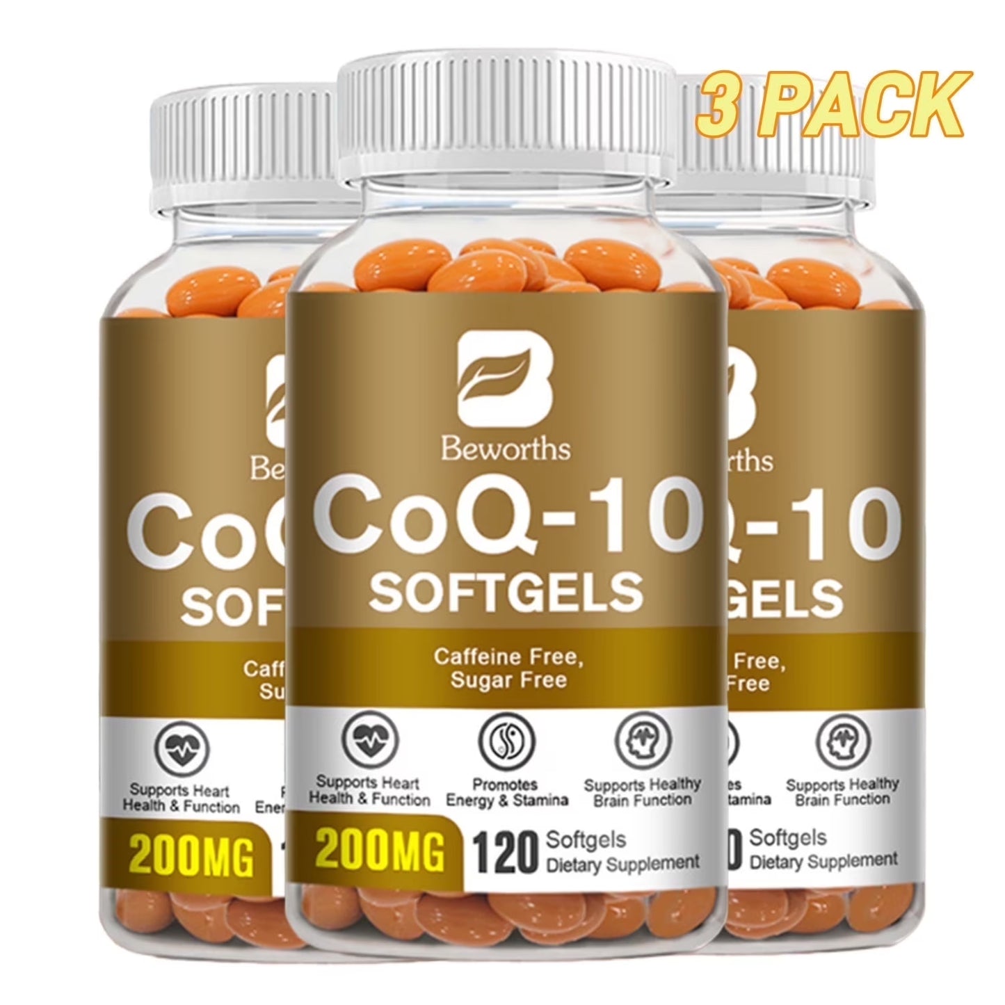 Upgraded Coenzyme Q10 Capsules, High Absorption Coq10 200Mg per Serving - Coenzyme Q10 Dietary Supplements by , 360 Vegan Capsules/6 Months Supply