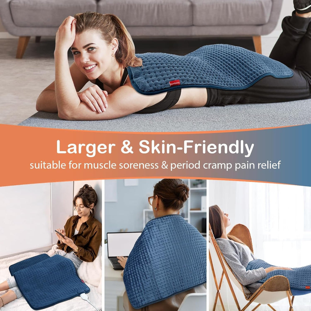 43X84Cm XXL Heat Pad for Back & Period, Extra Large Electric Heating Pad with 3 Heat Levels, Auto-Off Timers, Heated Pad for Neck, Shoulders, Full Back, Foot, Knee, Machine Washable