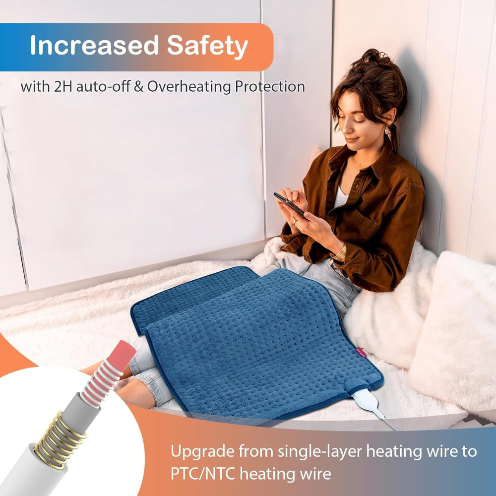 43X84Cm XXL Heat Pad for Back & Period, Extra Large Electric Heating Pad with 3 Heat Levels, Auto-Off Timers, Heated Pad for Neck, Shoulders, Full Back, Foot, Knee, Machine Washable