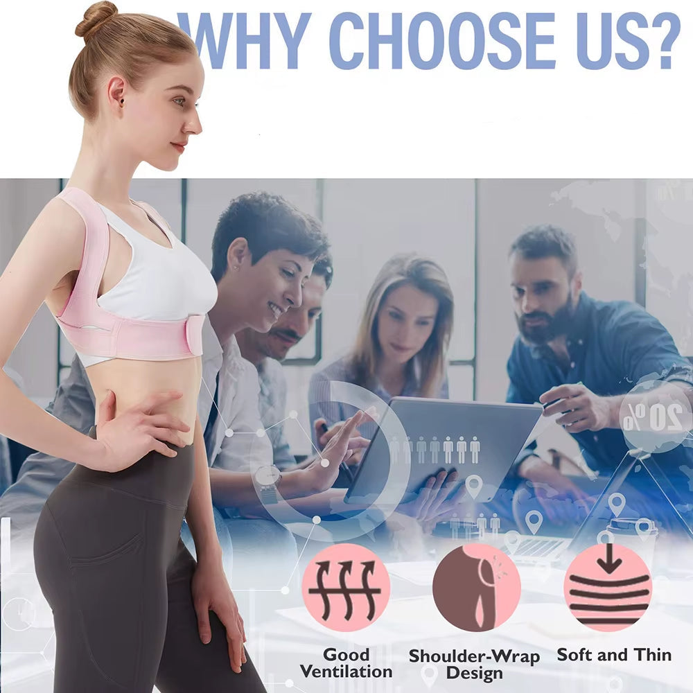 Posture Corrector for Women & Men, Adjustable Upper Back Brace for Clavicle Support, Pain Relief from Neck, Shoulder, Upper Back