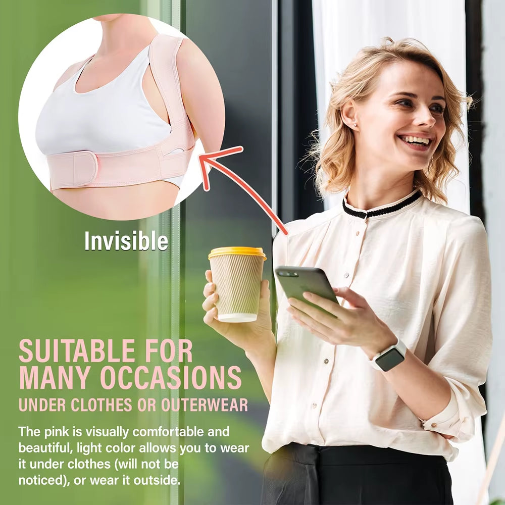 Posture Corrector for Women & Men, Adjustable Upper Back Brace for Clavicle Support, Pain Relief from Neck, Shoulder, Upper Back