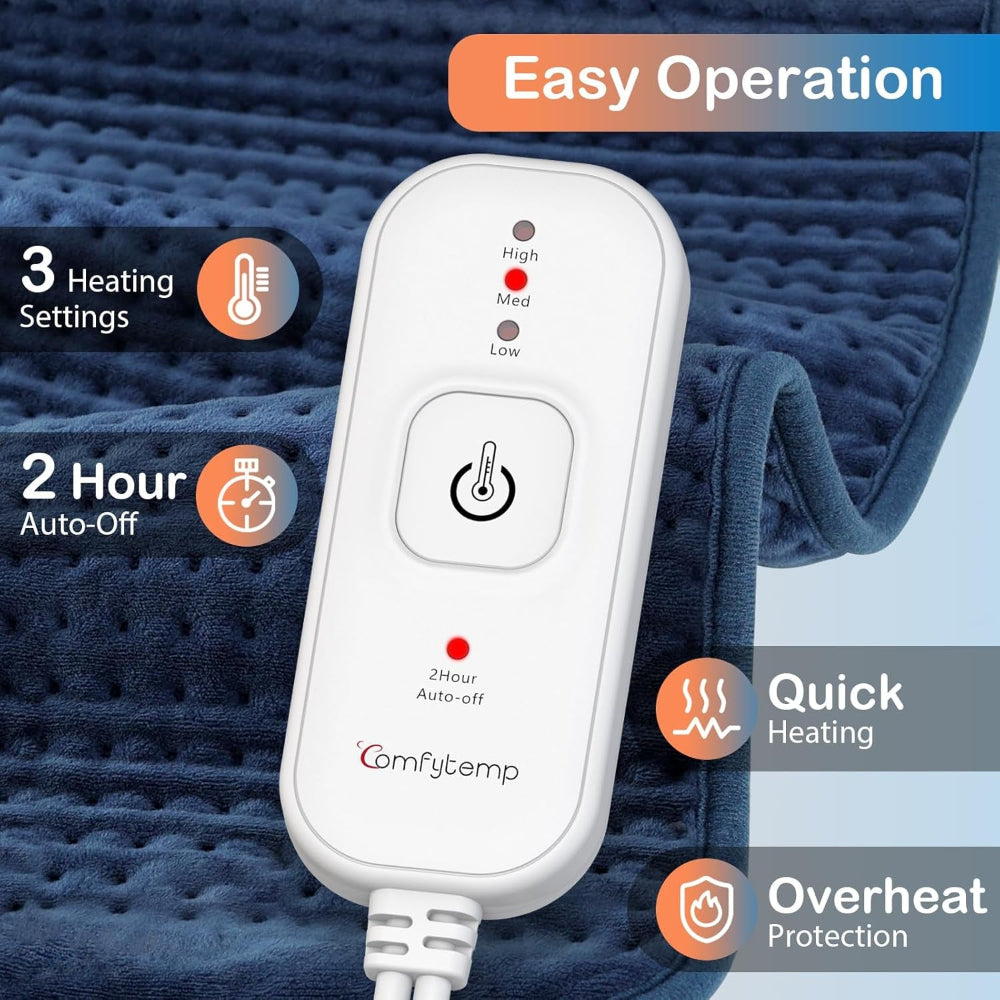 43X84Cm XXL Heat Pad for Back & Period, Extra Large Electric Heating Pad with 3 Heat Levels, Auto-Off Timers, Heated Pad for Neck, Shoulders, Full Back, Foot, Knee, Machine Washable